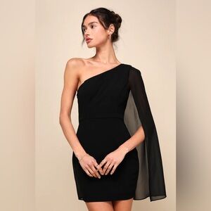 Lulu's Chic Black One-Shoulder Dress